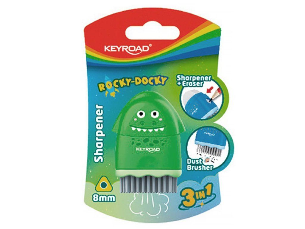 Strúhadlo KEYROAD ROCKY-DOCKY plastové s nádobou na odpad, blister, mix farieb