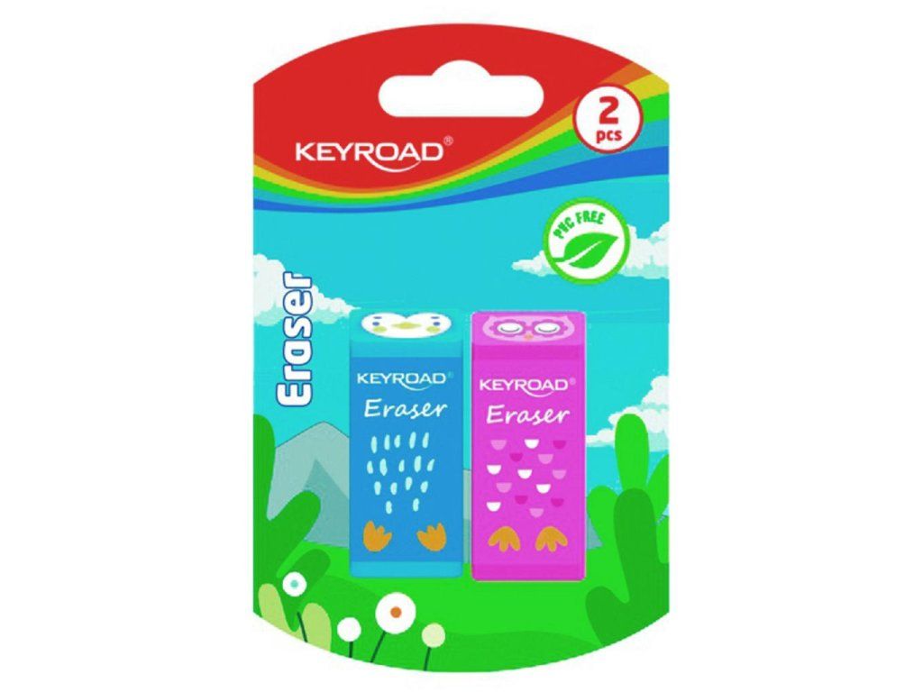 Guma KEYROAD Zvieratá, blister 2 ks, mix farieb