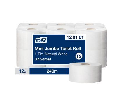 Toaletný papier 1-vrstv. TORK Mini Jumbo 19 cm, návin 240 m, prírodný biely, T2 (12 ks)