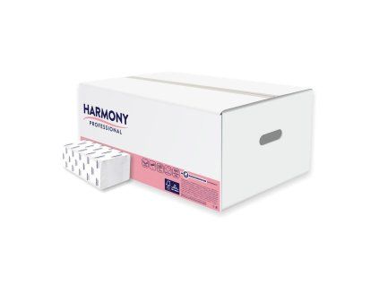 Papierové utierky skladané ZZ 2-vrstvové HARMONY professional, 100% celulóza, biele 23x24cm(20 bal.)