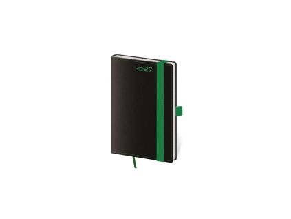 Diár BLACK GREEN týždenný vreckový A6 9x14cm 2027