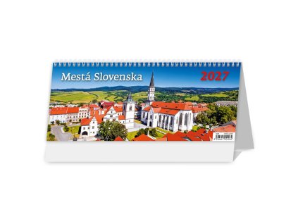 Stolový kalendár riadkový 32,1x13,4 cm - Mestá Slovenska 2027