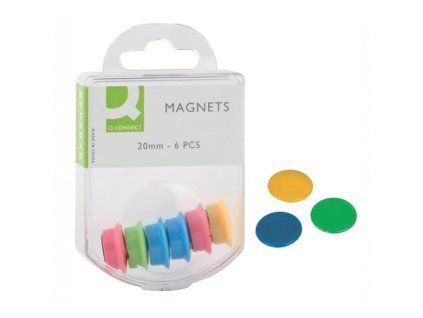 Magnety Q-CONNECT 20 mm, mix farieb, 6 ks