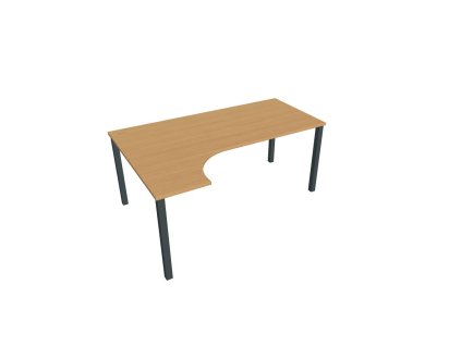 Pracovný stôl Uni, ergo, pravý, 180x75,5x120 cm, buk/čierna