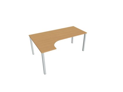 Pracovný stôl Uni, ergo, pravý, 180x75,5x120 cm, buk/sivá
