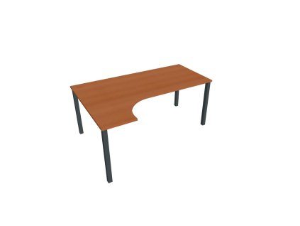 Pracovný stôl Uni, ergo, pravý, 180x75,5x120 cm, čerešňa/čierna