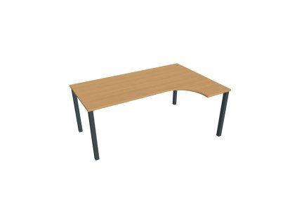 Pracovný stôl Uni, ergo, ľavý, 180x75,5x120 cm, buk/čierna