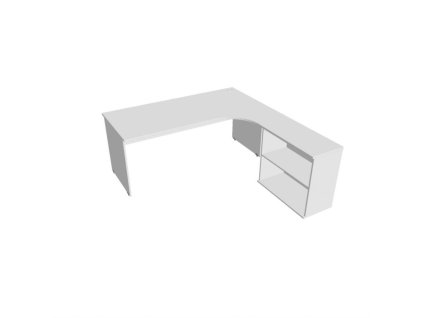Pracovný stôl Gate, ergo, ľavý, 180x75,5x200 cm, biela/biela