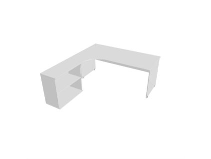 Pracovný stôl Gate, ergo, pravý, 180x75,5x200 cm, biela/biela