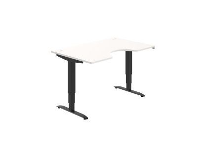 Pracovný stôl Motion Ergo, ZO, 3S, 140x61-128,x90 cm, biela/čierna