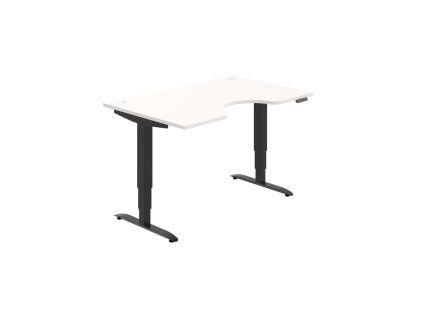Pracovný stôl Motion Ergo, PO, 3S, 140x61-128x90 cm, biela/čierna