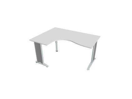 Pracovný stôl Flex, ergo, pravý, 160x75,5x120 (60x80) cm, biela/kov