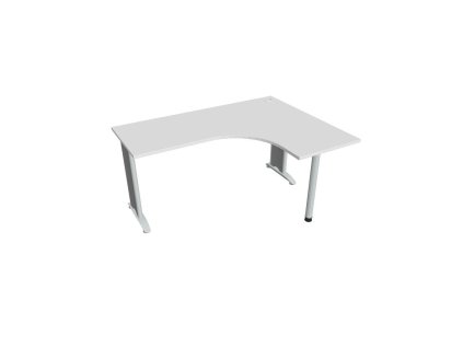 Pracovný stôl Flex, ergo, ľavý, 160x75,5x120 (60x60) cm, biela/kov