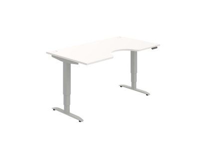 Pracovný stôl Motion Ergo, PO, 3S, 160x61-128x90 cm, biela/sivá