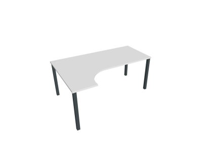 Pracovný stôl Uni, ergo, pravý, 180x75,5x120 cm, biela/čierna