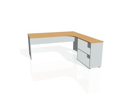 Pracovný stôl Gate, ergo, ľavý, 180x75,5x200 cm, buk/sivá