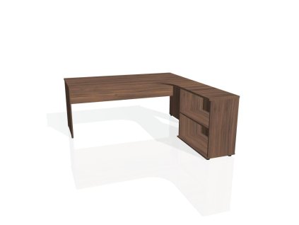 Pracovný stôl Gate, ergo, ľavý, 180x75,5x200 cm, orech/orech