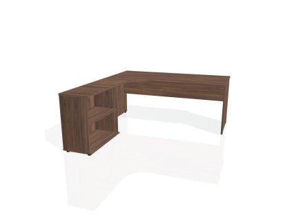 Pracovný stôl Gate, ergo, pravý, 180x75,5x200 cm, orech/orech