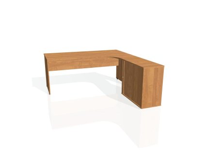 Pracovný stôl Gate, ergo, ľavý, 180x75,5x200 cm, jelša/jelša