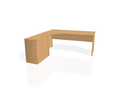 Pracovný stôl Gate, ergo, pravý, 180x75,5x200 cm, buk/buk