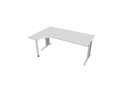 Pracovný stôl Cross, ergo, pravý, 180x75,5x120 cm, biela/kov