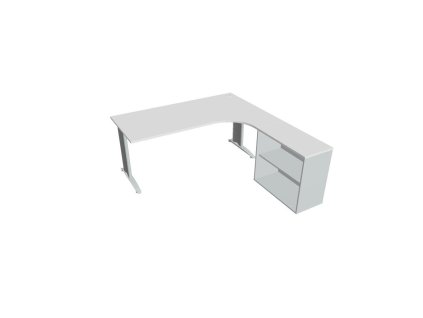 Pracovný stôl Flex, ergo, ľavý, 180x75,5x200,0 (80x40) cm, biela/kov