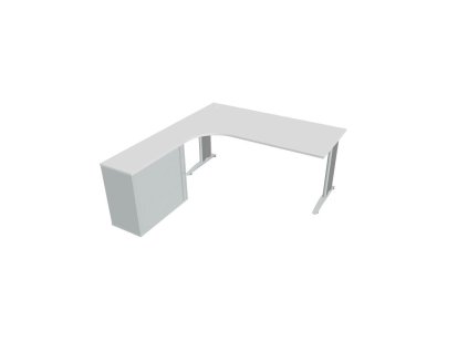 Pracovný stôl Flex, ergo, pravý, 180x75,5x200,0 (40x80) cm, biela/kov