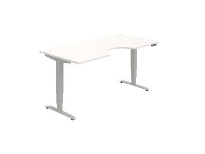 Pracovný stôl Motion Ergo, PO, 3S, 180x61-128x90 cm, biela/sivá