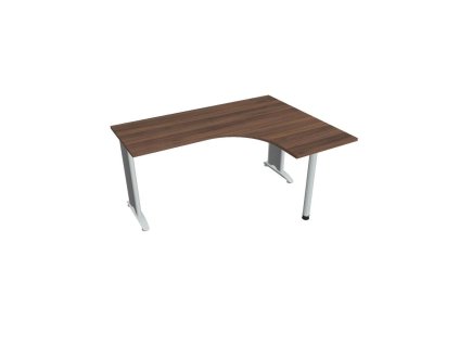 Pracovný stôl Flex, ergo, ľavý, 160x75,5x120 (60x60) cm, orech/kov