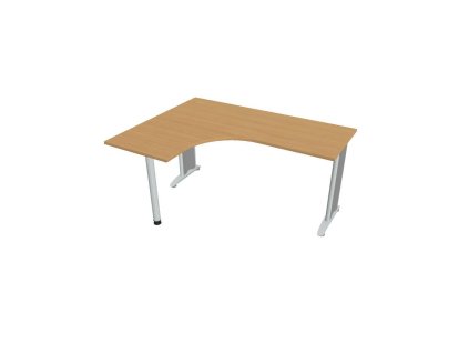 Pracovný stôl Flex, ergo, pravý, 160x75,5x120 (60x60) cm, buk/kov