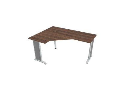 Pracovný stôl Flex, ergo, pravý, 160x75,5x120 (60x60) cm, orech/kov