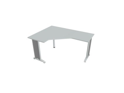 Pracovný stôl Flex, ergo, pravý, 160x75,5x120 (60x60) cm, sivá/kov