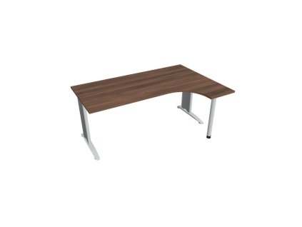 Pracovný stôl Flex, ergo, ľavý, 180x75,5x120 (80x40) cm, orech/kov