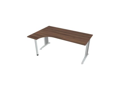 Pracovný stôl Flex, ergo, pravý, 180x75,5x120 (40x80) cm, orech/kov