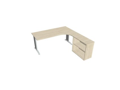 Pracovný stôl Flex, ergo, ľavý, 180x75,5x200,0 (80x40) cm, agát/kov