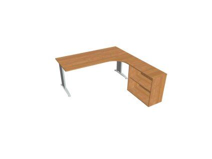 Pracovný stôl Flex, ergo, ľavý, 180x75,5x200,0 (80x40) cm, jelša/kov