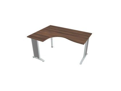 Pracovný stôl Flex, ergo, pravý, 160x75,5x120 (60x80) cm, orech/kov