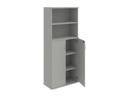Policová skriňa Strong, zámok, 80x192x40 cm, sivá/sivá