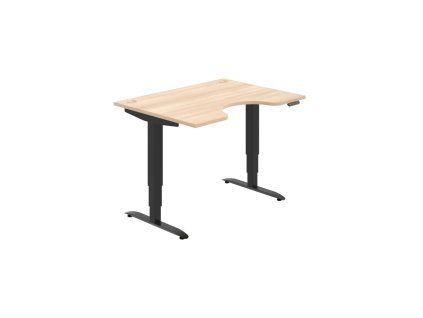 Pracovný stôl Motion Ergo, PO, 3S, 120x61-128x90 cm, agát/čierna