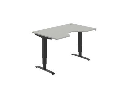Pracovný stôl Motion Ergo, ZO, 3S, 140x61-128,x90 cm, sivá/čierna