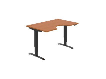 Pracovný stôl Motion Ergo, PO, 3S, 140x61-128x90 cm, čerešňa/čierna
