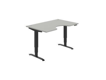 Pracovný stôl Motion Ergo, PO, 3S, 140x61-128x90 cm, sivá/čierna