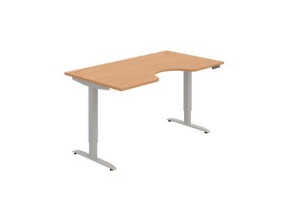 Pracovný stôl Motion Ergo, PO, 2S, 160x70,5-120,5x90 cm, buk/sivá