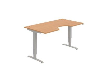 Pracovný stôl Motion Ergo, ZO, 3S, 160x61-128x90 cm, buk/sivá