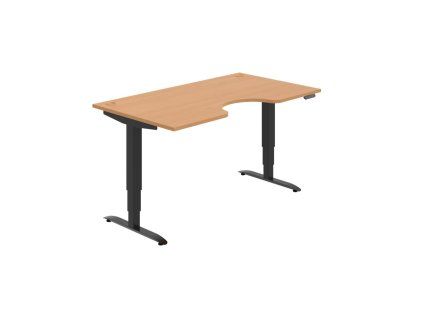Pracovný stôl Motion Ergo, PO, 3S, 160x61-128x90 cm, buk/čierna