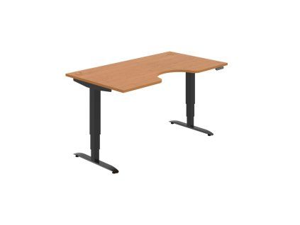 Pracovný stôl Motion Ergo, PO, 3S, 160x61-128x90 cm, jelša/čierna