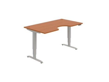 Pracovný stôl Motion Ergo, PO, 3S, 160x61-128x90 cm, čerešňa/sivá