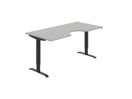 Pracovný stôl Motion Ergo, ZO, 2S, 180x70,5-120,5x90 cm, sivá/čierna