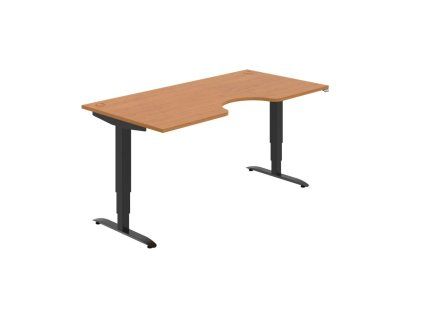 Pracovný stôl Motion Ergo, ZO, 3S, 180x61-128x90 cm, jelša/čierna