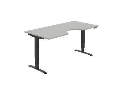 Pracovný stôl Motion Ergo, PO, 3S, 180x61-128x90 cm, sivá/čierna
